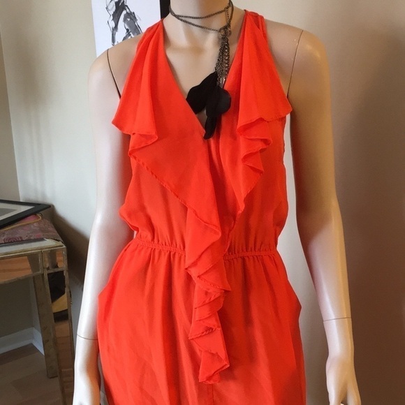 GREYLIN anthro orange racerback ruffle front dress. size M D/A187/7 - Picture 4 of 4